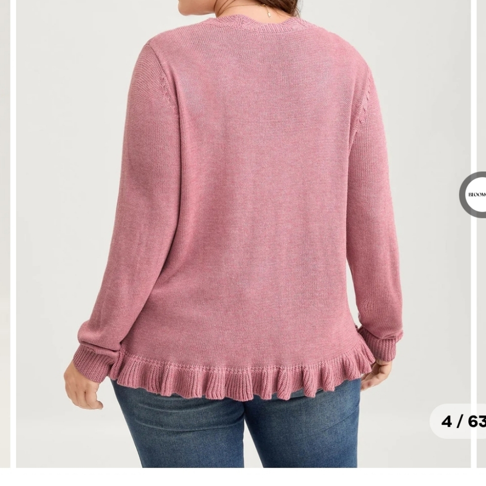 BloomChic Dusty Pink Ruffle Hem Sweater